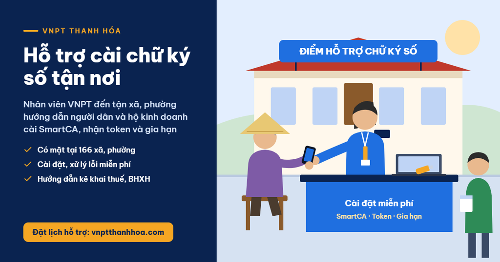 VNPT Thanh Hóa hỗ trợ cài chữ ký số tận nơi